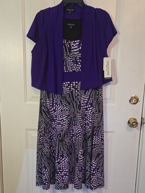 Perceptions Purple and Black Printed Maxi Skirt with Coordinating Purple Jacket